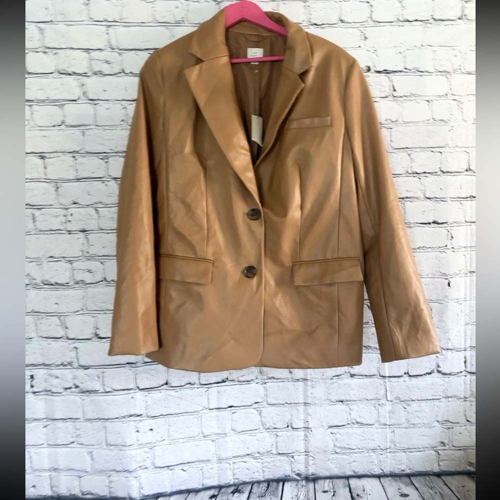 A NEW DAY. Tan pleather jacket. Size M